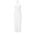 thumbnail image 2 of Yokua Women Backless Maxi Beach Dress Strap Smocked Flowy Vacation Lace-up Long Dress, 2 of 15