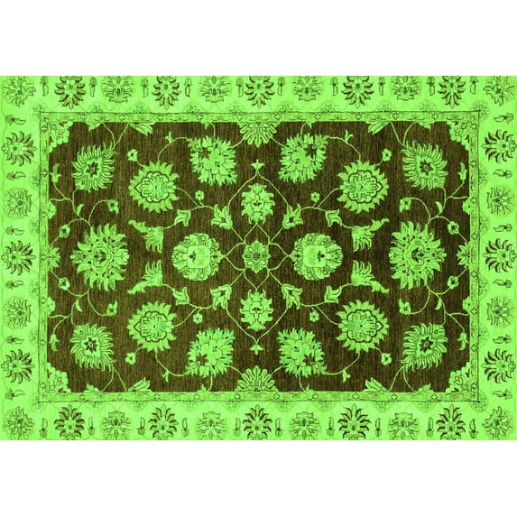 Ahgly Company Indoor Rectangle Oriental Green Traditional Area Rugs, 2' x 5'