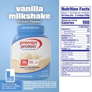 Premier Protein 100% Whey Protein Powder, Vanilla Milkshake, 30g Protein, 29 Servings