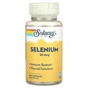 Solaray Selenium 50 mcg, Healthy Immune System, Thyroid Function Antioxidant Support, 100 Capsules