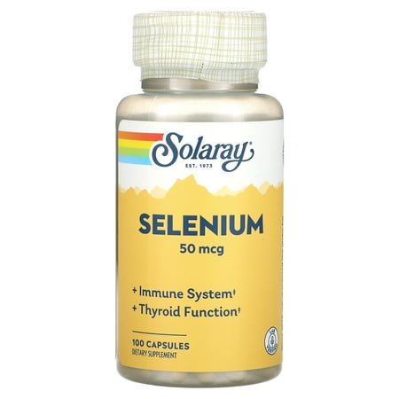 Solaray Selenium 50 mcg, Healthy Immune System, Thyroid Function Antioxidant Support, 100 Capsules