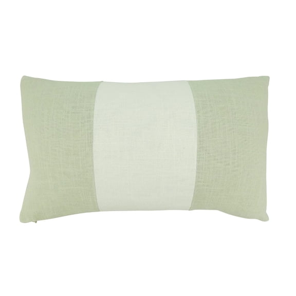 Fennco Styles Banded Design Cotton Decorative Throw Pillow Cover 12" W x 20" L - Natural Modern Lumbar Cushion Case for Home, Couch, Bedroom, Living Room and Office Décor