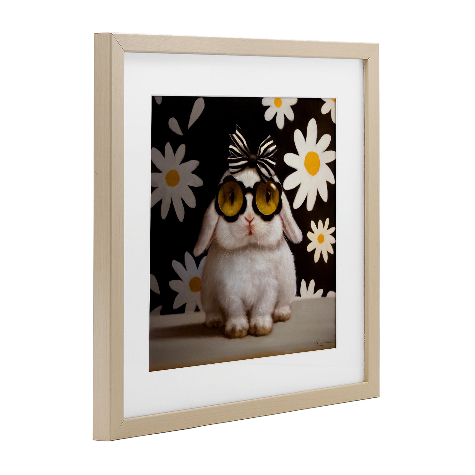Stupell Industries Boopsie Daisy Bunny Birch Framed Print Under Glass, design by Lucia Heffernan
