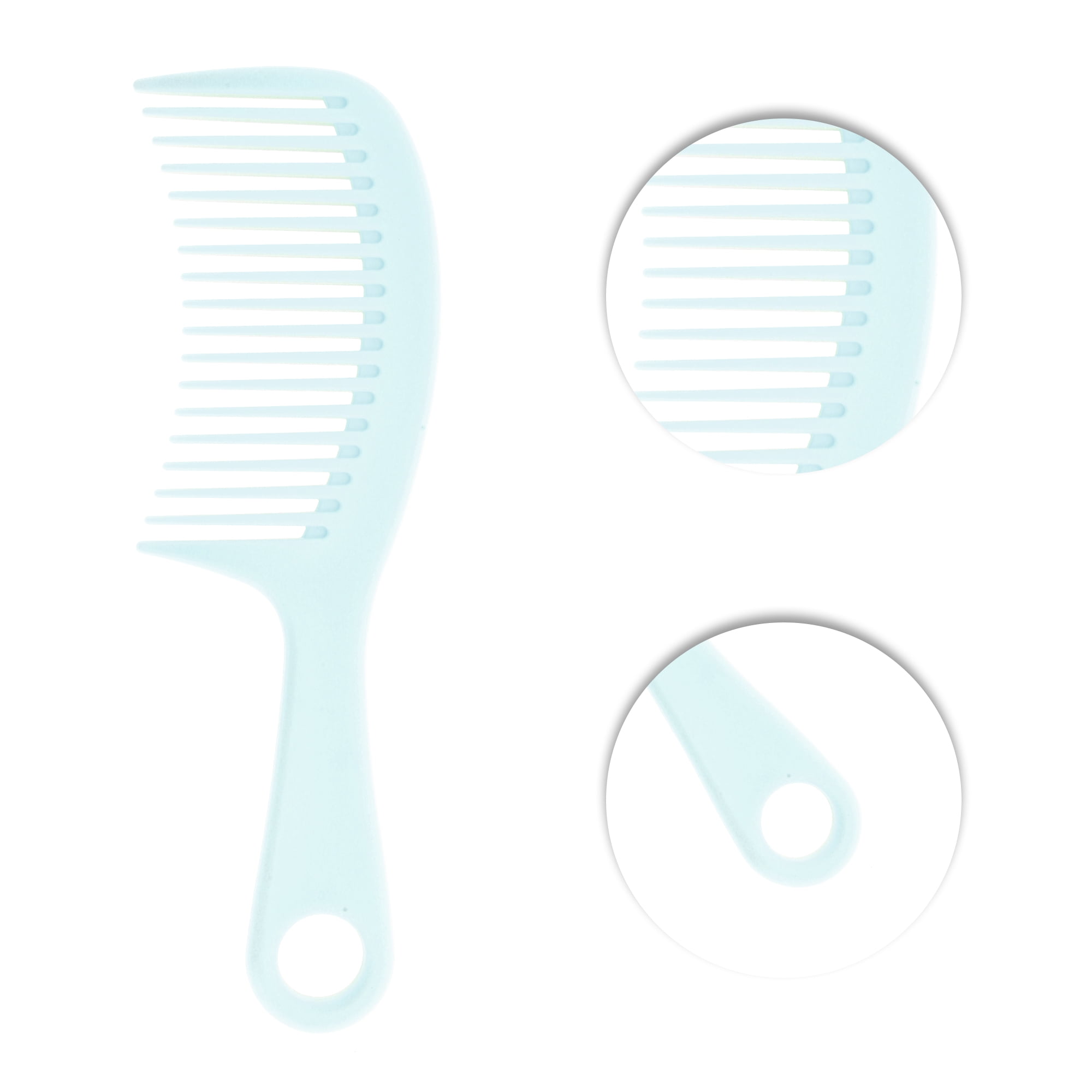 Unique Bargains 1 Pc Arc Round Hole Wide Tooth Comb for Daily Use Blue