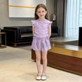 thumbnail image 4 of Cethrio Girls Summer Outfit Sets, Cute Flutter Sleeve Casual 2 Piece Girls Clothing sets Purple Size 2-3 T, 4 of 5