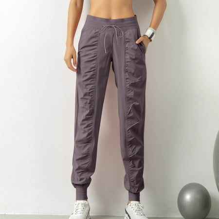 SNKSDGM Women s Plus Panties for Women Cotton Black Womens Dress Pants Plus Size Petite Womenswear Sports Loose Running Yoga Fitness Pocket Casual Nine Bound Leg Pants