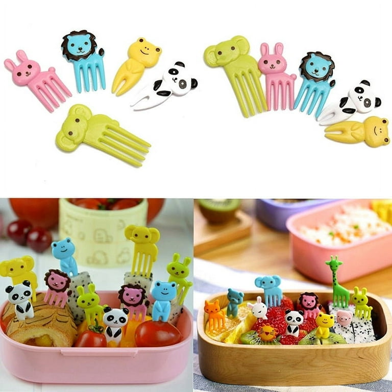 10PCS Mini Kids' Animal Food Fruit Picks Forks Lunch Box Accessory