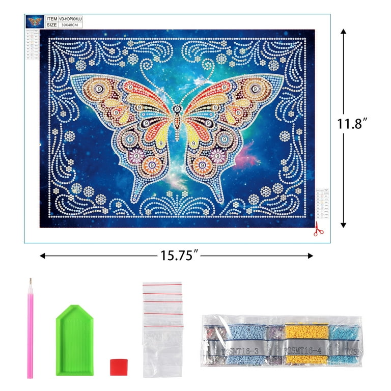VUDECO DIY 5D Diamond Painting for Adults Diamond Art and Painting Glow in  The Dark Crystal Beads Butterfly Diamond Painting Kits for Adults Clearance  Diamond Dots for Adults 11.8x15.7inch 