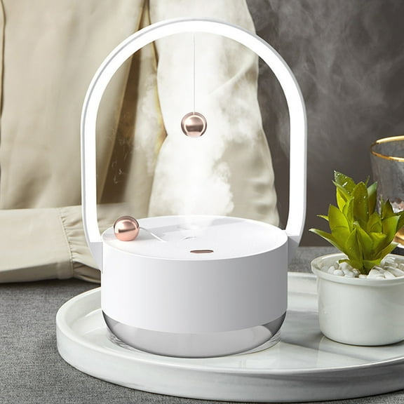 ​Portable Magnetic Ball Humidifier - 350ml USB Rechargeable Cool Mist Humidifier with Night Light - Auto Shut-Off, 8-Hour Runtime, Quiet Operation for Bedroom & Office (7.9")​​ White