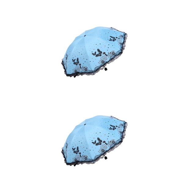 Yuarrent Paraguas lateral de encaje portátil de poliéster para sombrilla elegante y conveniente Paraguas dual doble azul azul 2Conjunto