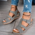 thumbnail image 3 of IEMIEMIEM Women's Wedge Orthopedic Sandals Comfortable Open Toe Summer Sandals Comfortable Hollow Out Sandal with Arch Support Gray 5.5 Wide, 3 of 5