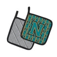 thumbnail image 2 of Carolines Treasures CJ1063-NPTHD Letter N Football Aqua, Orange and Marine Blue Pair of Pot Holders, 7.5HX7.5W,, 2 of 2