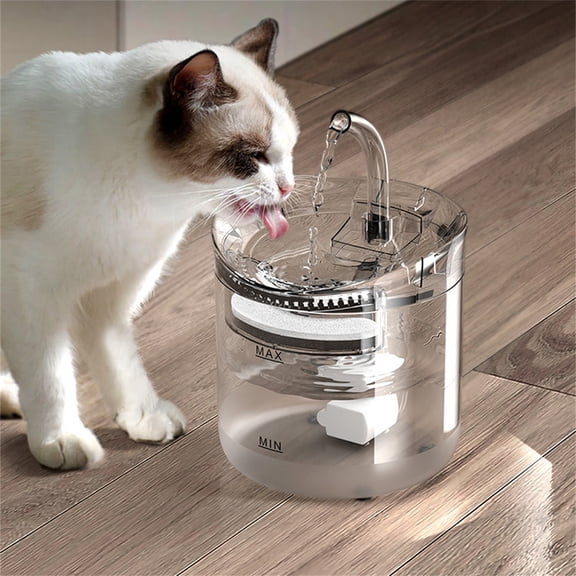 Automatic Cat Water Fountain with Motion Sensor, Ultra Quiet USB Powered Pet Water Dispenser with Filter, 2L Transparent Drinking Fountain for Cats and Dogs
