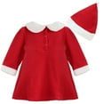 thumbnail image 2 of DPOIS Girls Christmas Santa Claus Bowknot Costume Dress with Hat Outfit Suit Xmas Gift, 2 of 7