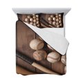 thumbnail image 7 of Baseball Queen Size Down Alternative Comforter, Lightweight Comforter Quilt Bedding Set with Pillow Shams Farmhouse Retro Sport Theme Brown Wooden Grain All Seasons Bed Comforter Duvet Insert 90"x96", 7 of 7