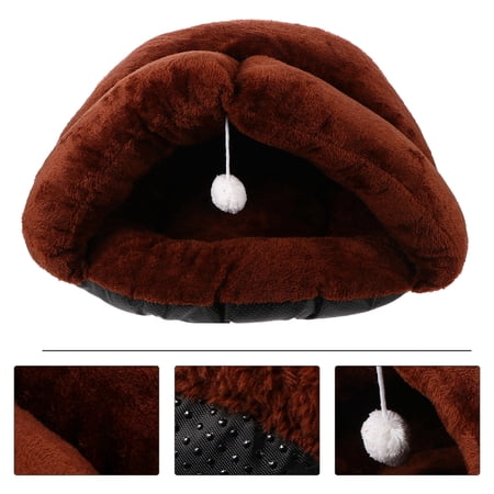 Phenofice Pet Bed Cave Coffee Color Soft Cushion Mat for Cats and Small Pets Indoor