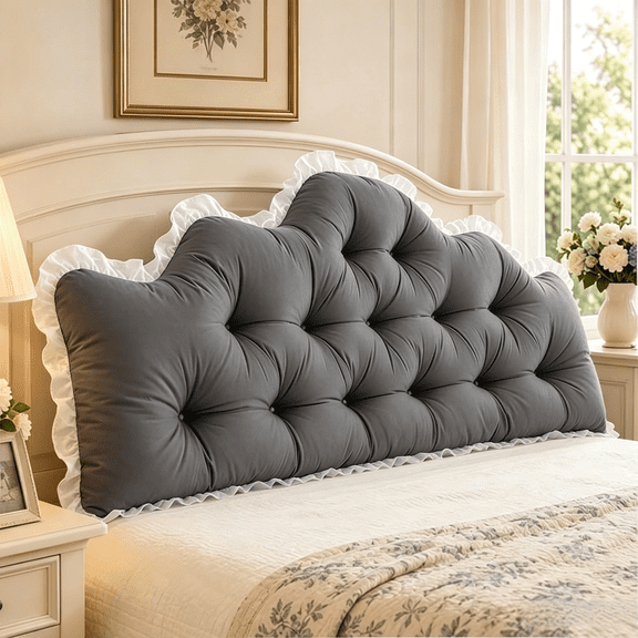 Dorm Headboard Pillow,Ruffle Crown Shape Tufted Reading Backrest Cushion,Backrest Support Cushion for Sitting in Bed Daybed Pillows Soft for Twin Full Bed College Dorm Bedroom Decor