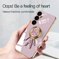thumbnail image 3 of Feishell Slim Case for Samsung Galaxy A06,Stylish Plating Cute Astronaut Portable Finger Ring Kickstand Bumper Shockproof Lightweight Flexible Silicone Magnetic Car Holder TPU Phone Case,Lightpink, 3 of 12