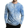 thumbnail image 5 of Inglocry Mens Fashion Casual Front Basic Long Sleeve Henley T-Shirts Tie Dye Soft Basic Tops For Men Light Blue M, 5 of 7