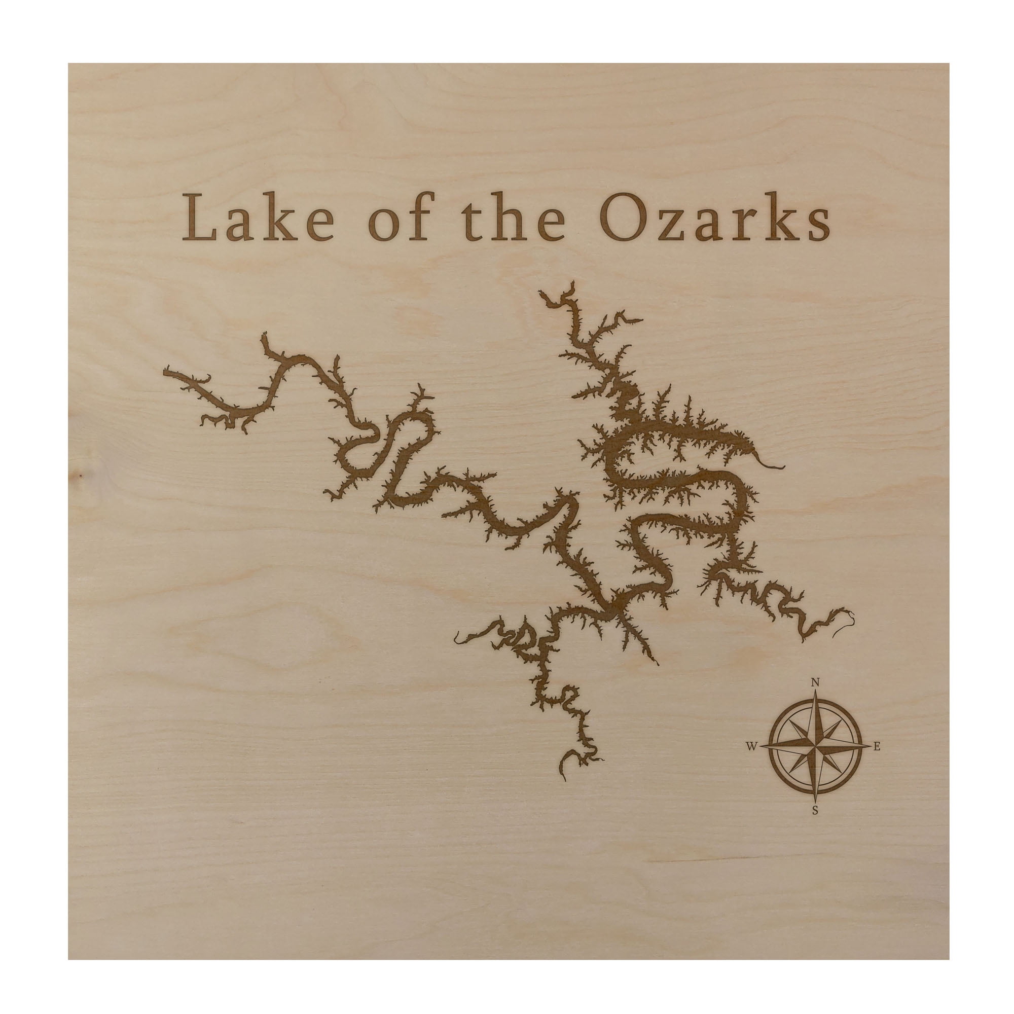 Lake of the Ozarks Map 12x12" Birch Wood Wall Art Office Decor Gift