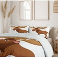 thumbnail image 6 of Ambesonne Cartoon Duvet Cover Set, Funny Moose or Elk Smiling, King, Cinnamon White, 6 of 6