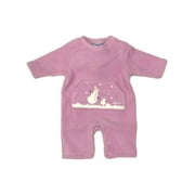 Infant girls Pink Fleece Snowman Baby Outfit Holiday Coverall 0-3 Months