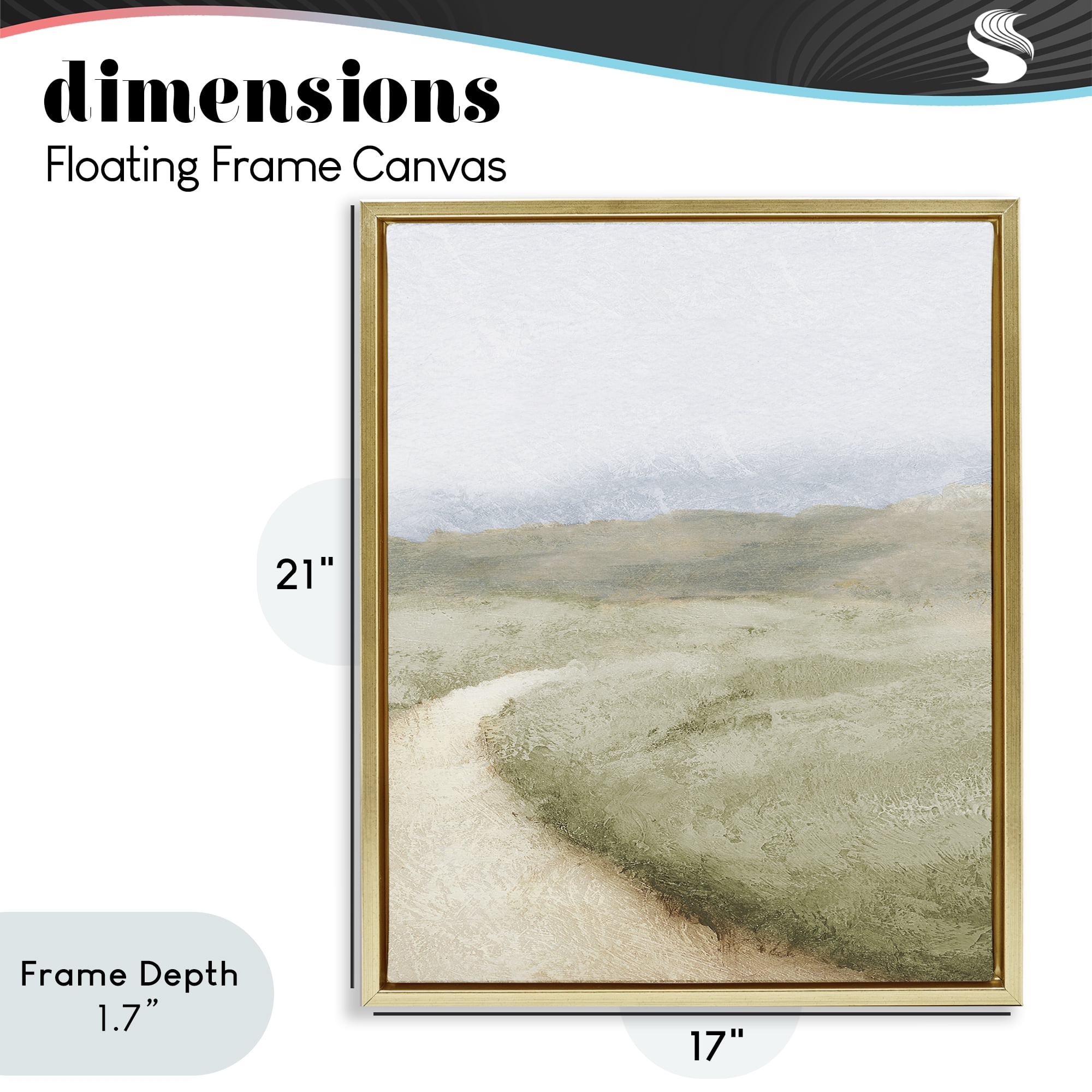 Stupell Industries Green Pasture Quiet Landscape Gold Framed Floater Canvas Wall Art, design by Michael Marcon