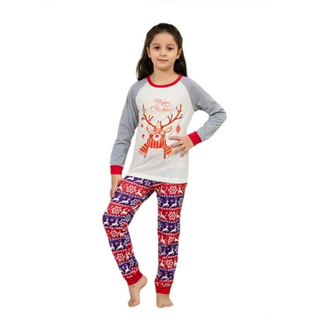

Christmas Family Matching Pajamas Sets Elk Print Long Sleeve Tops and Pants Sleepwear Outfit