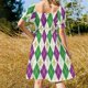 thumbnail image 5 of Vestido de manga corta con rombos de Mardi Gras, vestidos elegantes, vestidos de fiesta para mujer, ropa de mujer, vestido de verano, 5 of 7