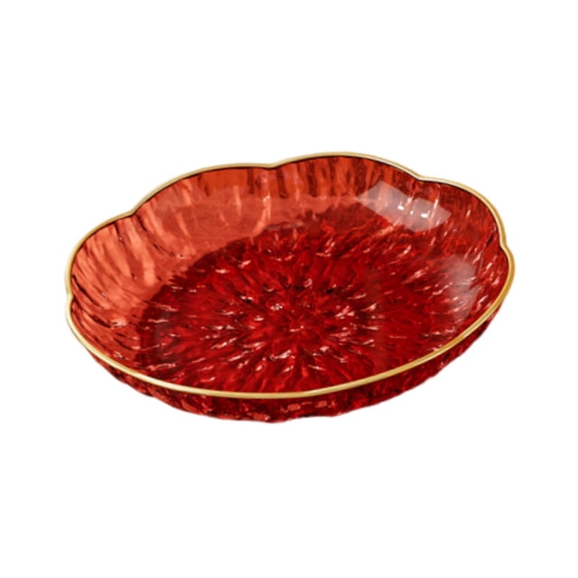 Plato de frutas transparente, plato de postre, reutilizable, bandeja transparente para dulces, tazón de postre para fiestas de cumpleaños en casa, ref Rojo S