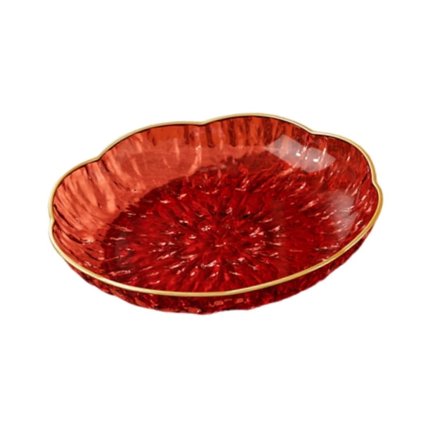 Plato de frutas transparente Bandeja para servir postres Vajilla Bandeja para dulces para el hogar Frutero Rojo S