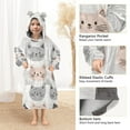 thumbnail image 3 of FORMRS Wearable Blanket Hoodie with Sleeves for Kids Cozy Flannel Sweatshirt, Gray Cat Pattern, 3 of 7