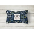 thumbnail image 2 of Carolines Treasures BB5071PW1216 Blue Flowers White English Bulldog Canvas Fabric Decorative Pillow, 2 of 3