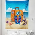 thumbnail image 1 of Flip Flop Tapestry, Illustration of Travel Suitcase Colorful Stickers on and Snorkeling, Fabric Wall Hanging Decor for Bedroom Living Room Dorm, 5 Sizes, Multicolor, by Ambesonne, 1 of 1