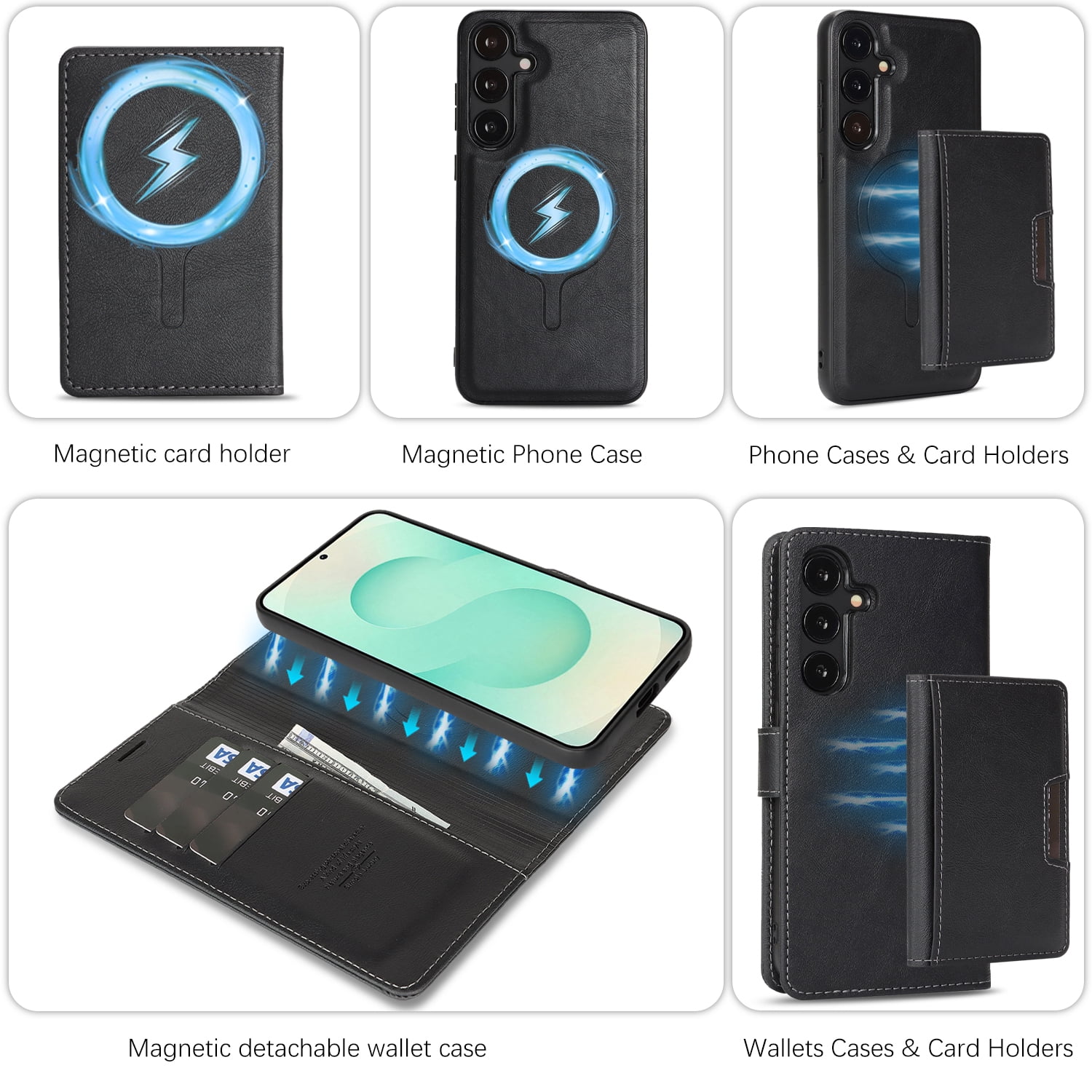 Dteck for Samsung Galaxy S25 Plus Case Detachable Wallet Case with Card Holder, 3 in 1 PU Leather Flip Folio with RFID Blocking Stand Shockproof Phone Cover 6.7",Black