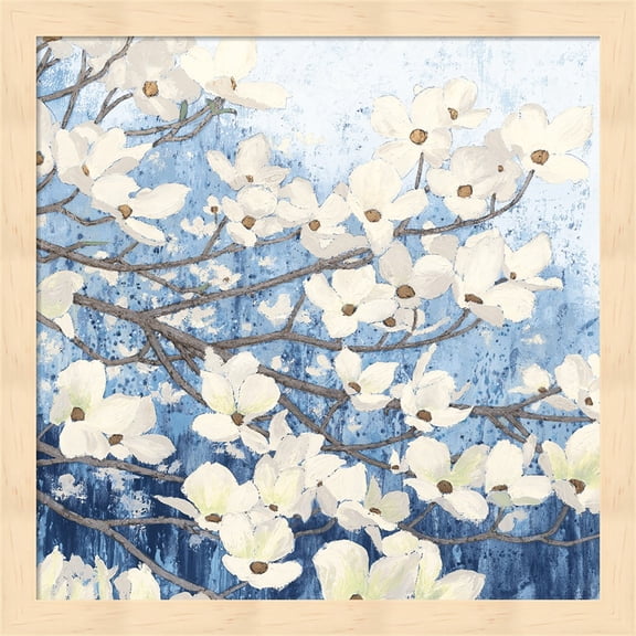 Dogwood Blossoms II Indigo by James Wiens, Framed Wall Art, 13.25W x 13.25H
