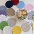 thumbnail image 2 of Xiao Hua 4-piece set of anti slip and heat-resistant hand woven cotton coasters -4.33inch,Pink, 2 of 4