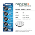 thumbnail image 2 of Renata CR2032 Batteries - 3V Lithium Coin Cell 2032 Battery (2 Count), 2 of 5