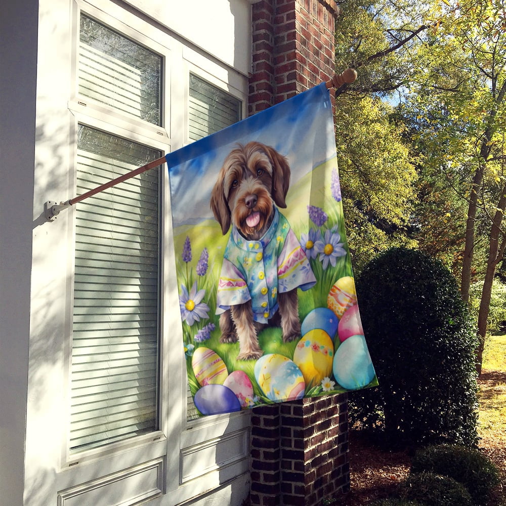 Wirehaired Pointing Griffon Easter Egg Hunt House Flag 28 in x 40 in
