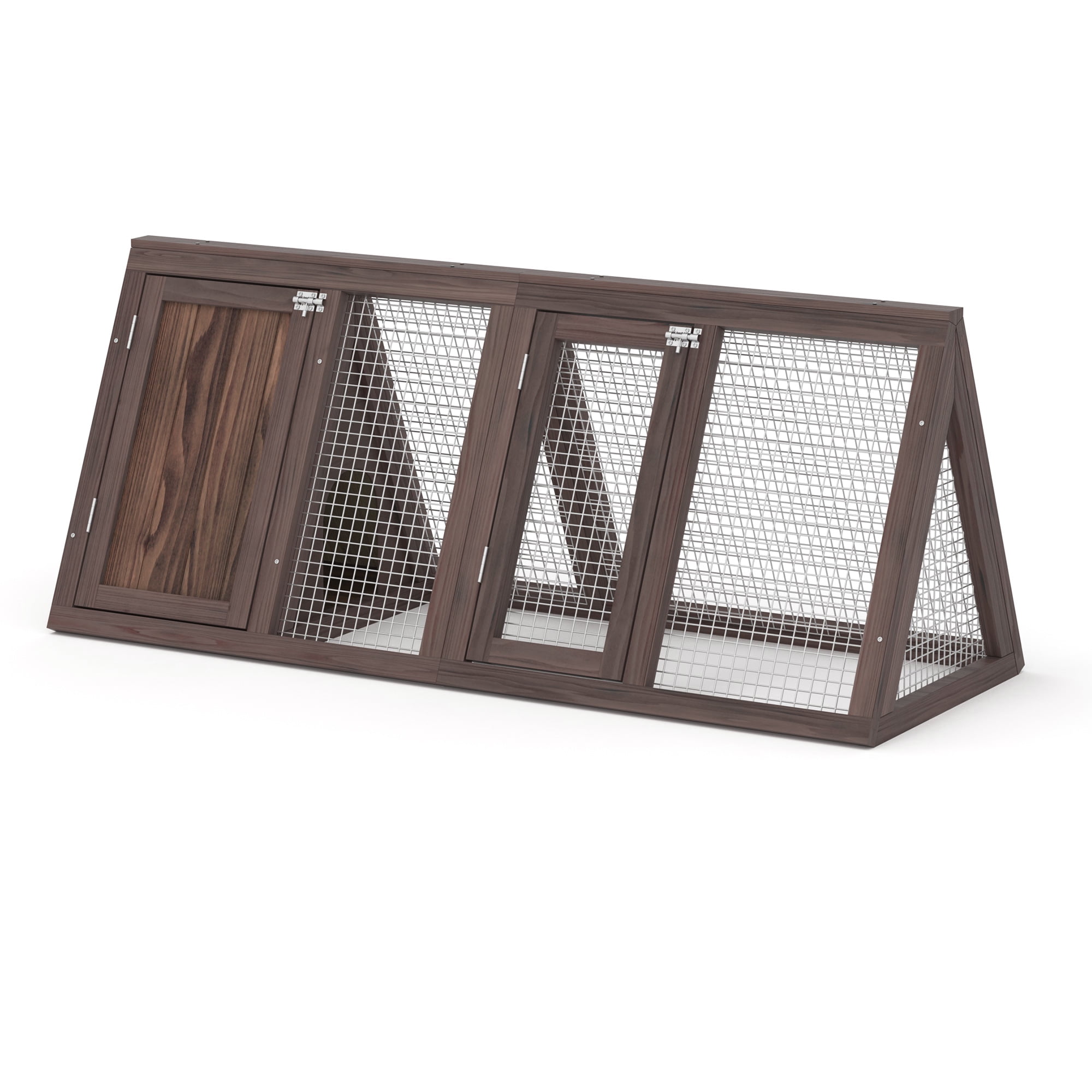 Phonjoroo Chicken Coop for 2 Chickens Small Rabbit Hutch Quail Coop Wooden Bunny Cages w/Ventilating Wire, Brown