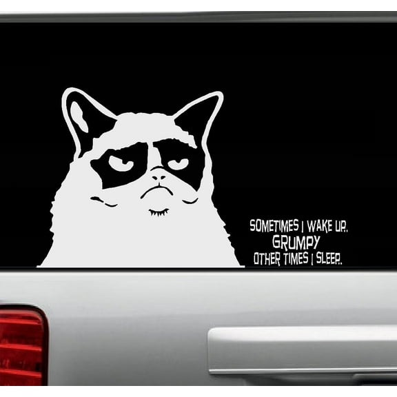 Decal ~ SOMETIMES I WAKE UP GRUMPY #2 ~ WALL DECAL, or Window Decal 8" x 13"