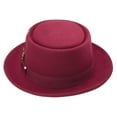 thumbnail image 3 of Montique Men's Burgundy Classic Pork Pie Felt Hat H12, 3 of 4
