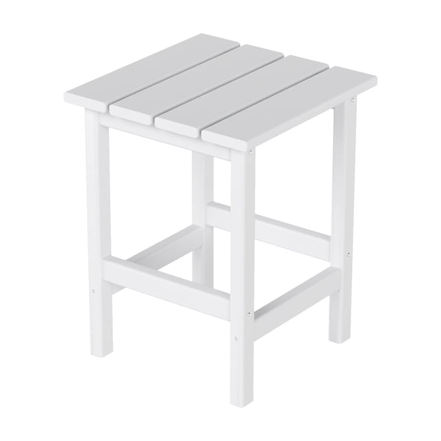 WestinTrends Outdoor Side Table, All Weather Poly Lumber Adirondack Small Patio Table Square End Table for Pool Balcony Deck Porch Lawn Backyard, White