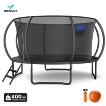 MERACH 12FT Trampoline for Kids with Basketball Hoop, Outdoor Toddler Trampoline with Enclosure Net, Round Trampoline Gift for Boys Girls, ASTM