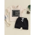 thumbnail image 3 of Elippeo Baby Girls 2 Piece Outfit 6M 12M 18M 24M 3Y Letter Print Short Sleeve T-Shirt and Elastic Shorts Set Summer Clothes, 3 of 10
