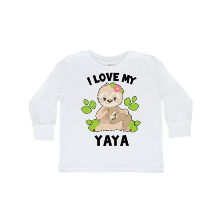 

Inktastic Cute Sloth I Love My Yaya with Green Leaves Gift Toddler Boy or Toddler Girl Long Sleeve T-Shirt