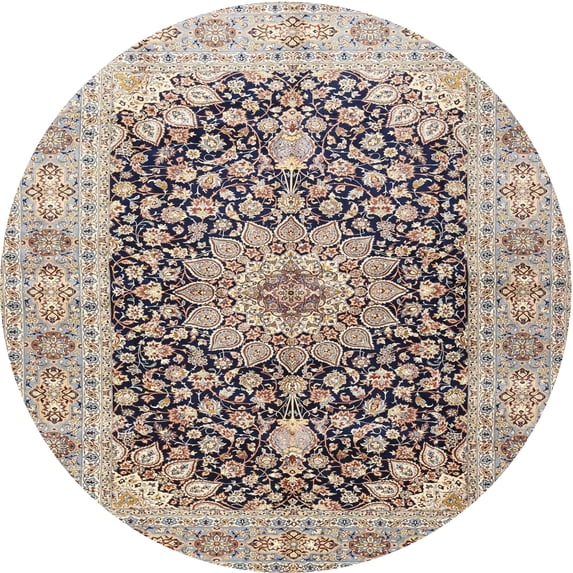 Ahgly Company Machine Washable Indoor Round Traditional Rosy-Finch Purple Area Rugs, 4' Round