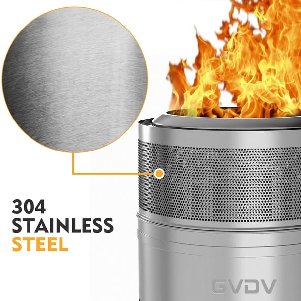 GVDV Smokeless Collapsible Stainless Steel Fire Pit for Patios