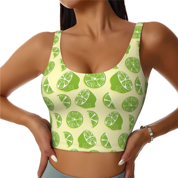 Balery Various Lemons Sujetadores deportivos con espalda cruzada para mujer, acolchados, sin costuras, de alto impacto, ideales para yoga, gimnasio, entrenamiento y fitness.-X-Large