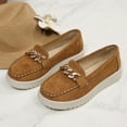 thumbnail image 5 of Xfvqtps Womens Chain Detail Loafers Casual Flat Shoes Fashion Versatile Slip on Comfortable Thick Sole Everyday Wear Brown, 5 of 9